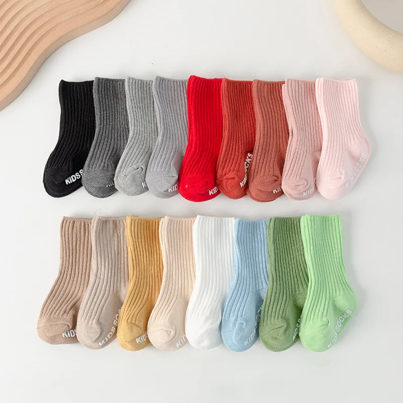 

Solid Color Baby Socks 2024 Autumn New Product Boneless Loose Mouth Korean Boys Girls Newborn Mid Tube Children's Socks