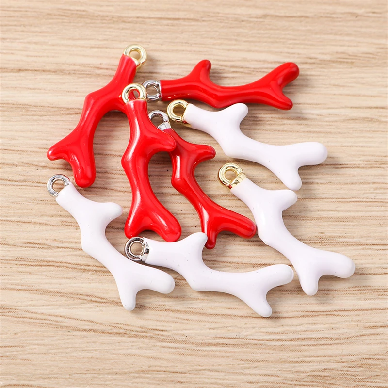 5 Stück 7 x 22 mm niedliche Emaille-Meereslebewesen-Korallen-Charms-Anhänger für die Herstellung von Ohrringen, Halsketten, Armbändern, DIY-Handwerk, Schmuckzubehör – Detail 8