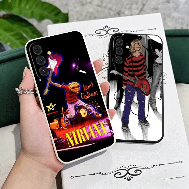 Retro Singer Kurt Cobain Soft Phone Case For Samsung A17 A16 A15 A14 A13 A57 A56 A55 A54 A53 A37 A26 A25 A24 A23 A36 A35 A34 A33