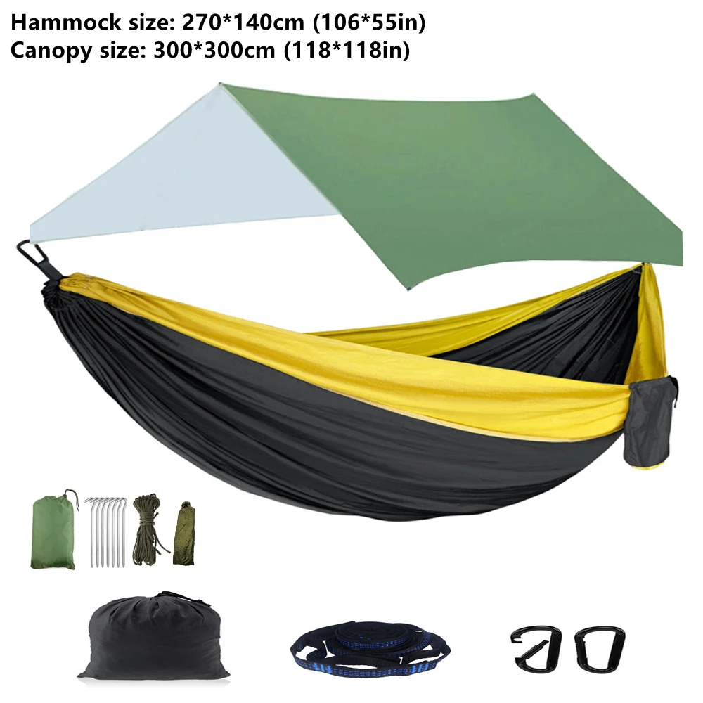 Portable Camping Hammock Tent Tourist Travel Outdoor Garden Sleeping Hanging Hammocks Swing With Waterproof Tarp Awnings Canopy