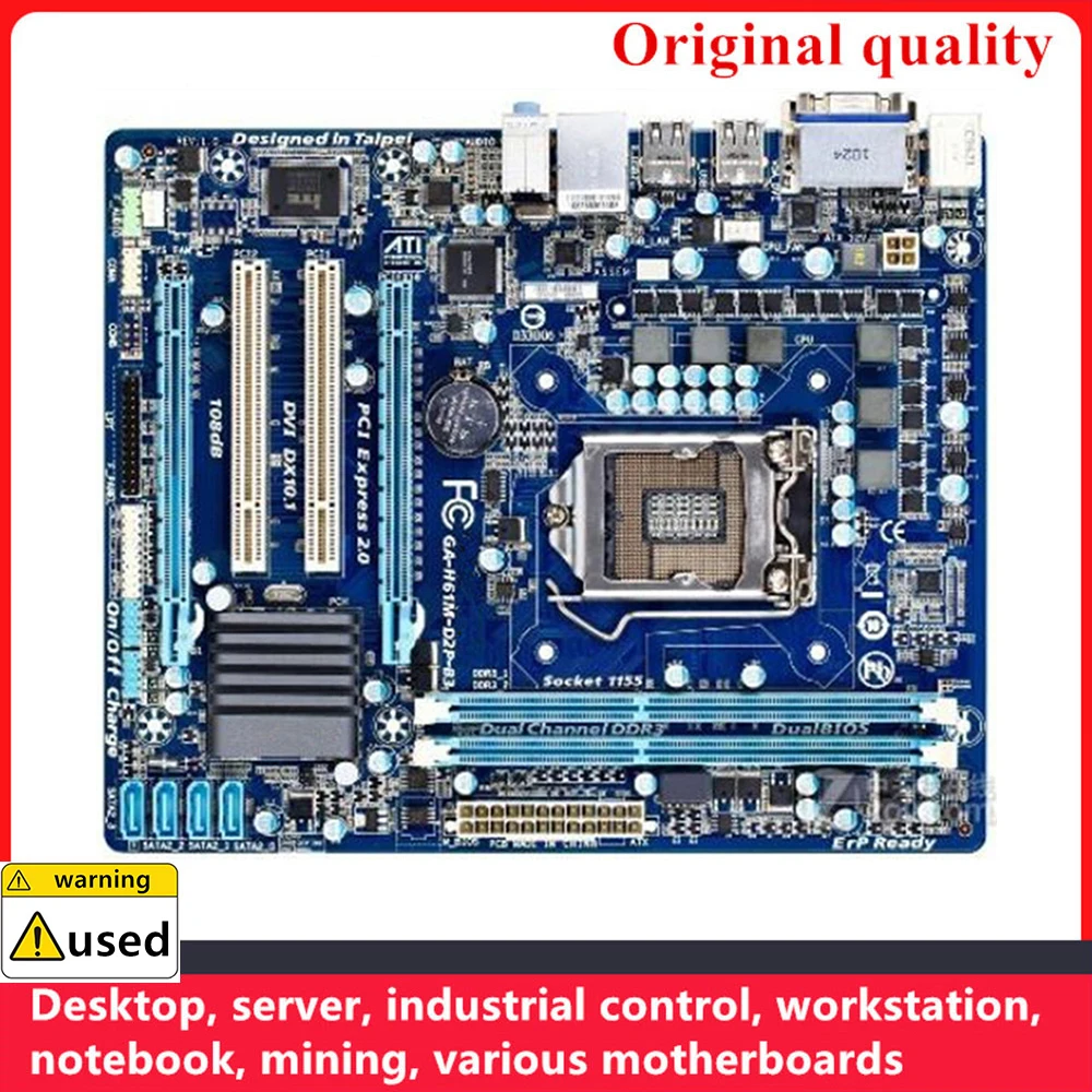 

For GA-H61M-D2P-B3 H61M-D2P-B3 Motherboards LGA 1155 DDR3 16GB M-ATX For Intel H61 Desktop Mainboard PCI-E2.0 SATA II USB2.0