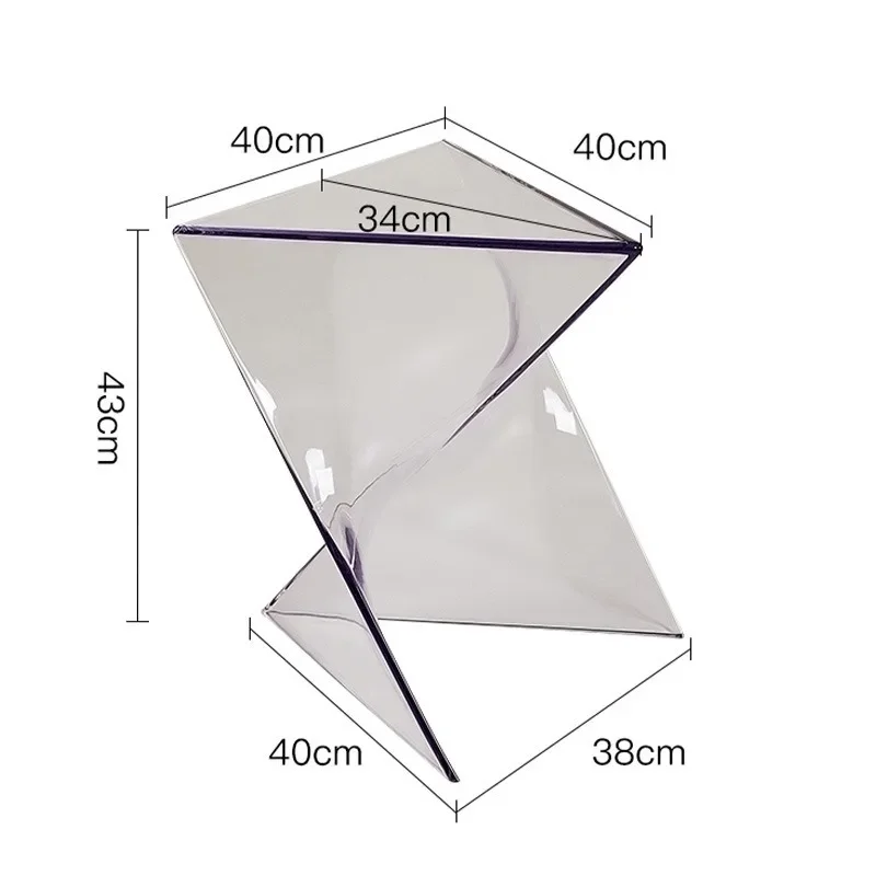 Akrylowa Sofa stolik małe domowe minimalistyczne stolik nocny stolik w kształcie błyskawicy przezroczyste geometryczne wystrój stołu do kawy