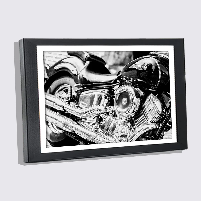 

Nordic Motorcycle Canvas Painting Photo Frames 5" 7" 8" Black Picture Frame Modern Art Luxury Photo Wall Home Decor Wooden Frame