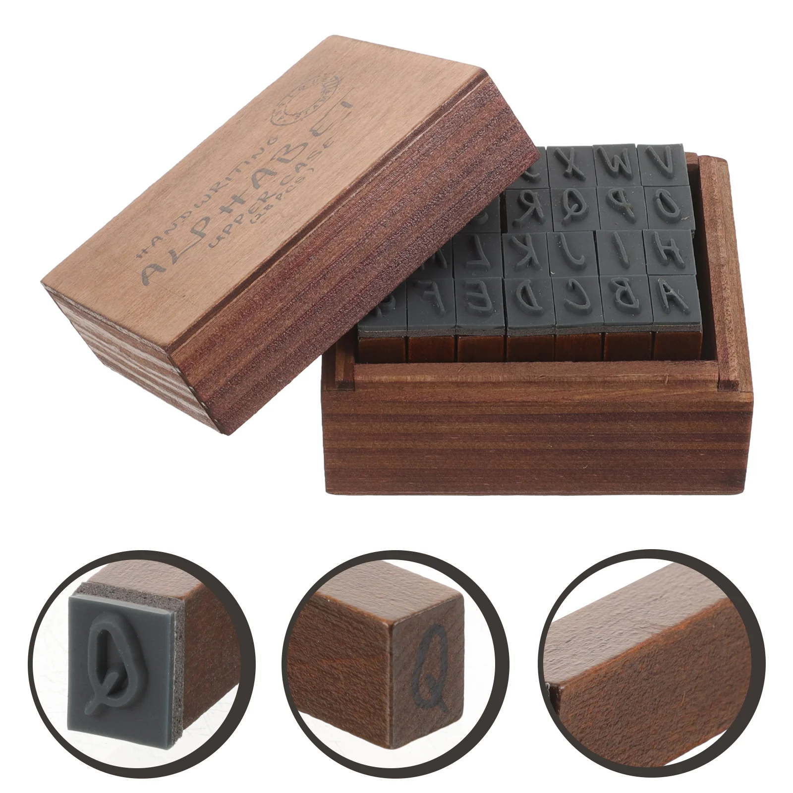 

Vintage Letter Seal Rubber Stamp Wooden Stamps Ink Small DIY for Crafting Alphabet Crafts Postage