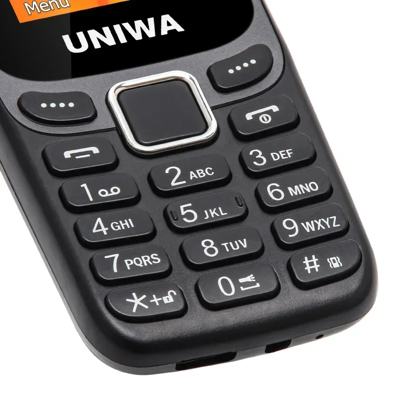 UNIWA E1805 GSM Cellulare Dual SIM Dual standby 2G Caratteristica Telefono 1.77 ''Radio FM Altoparlante Senior Anziano Telefono celular