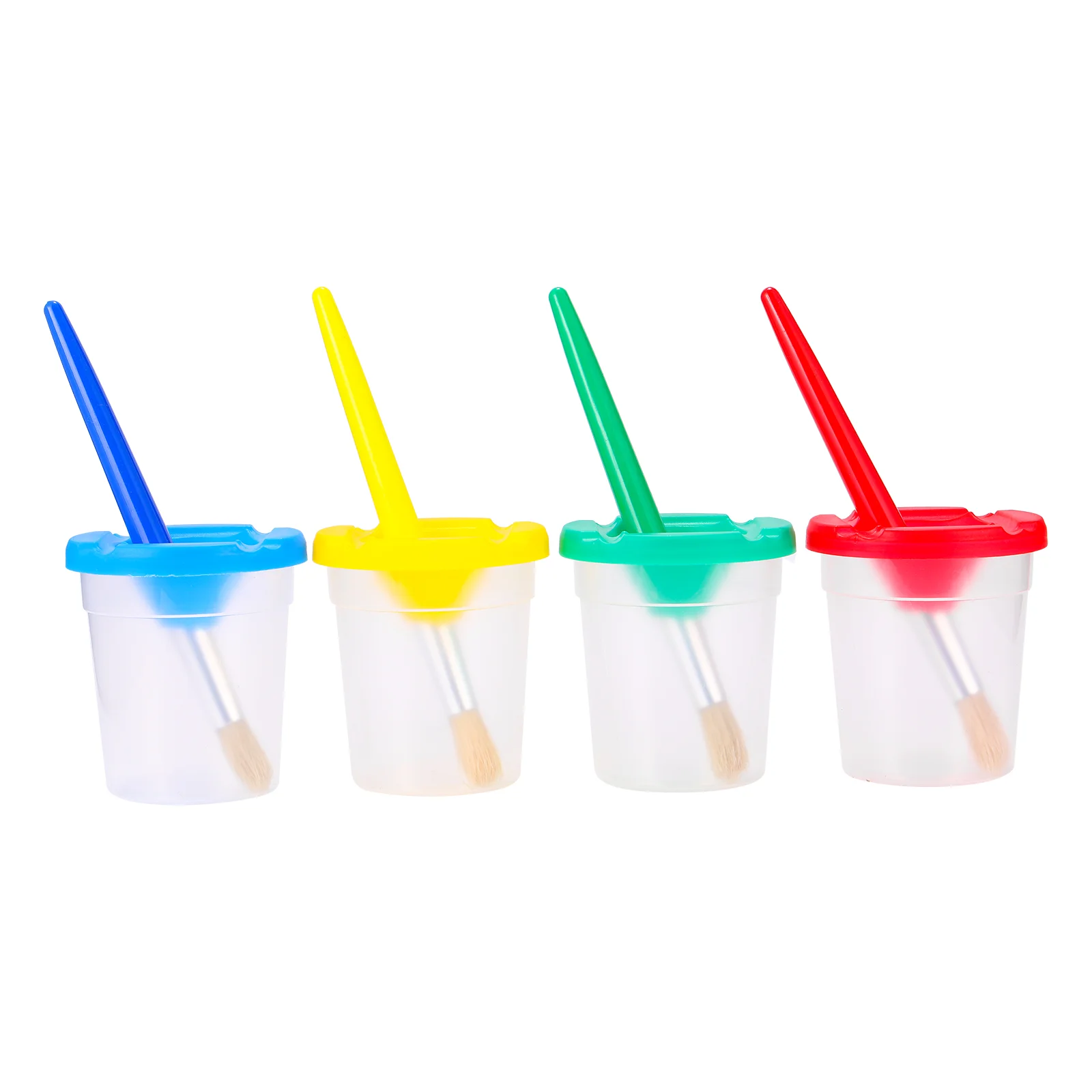 Toyvian Painting Set Includes 4 Flat and 4 Paint Cups for Toddlers Painting Beginners Paint Kit