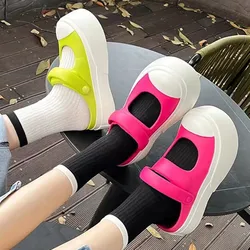 STRONGSHEN Fashion Mary Jane Sandals for Women Summer Platform Fashion Girls Cute Half Slippers Anti Slip Holiday Beach Shoes