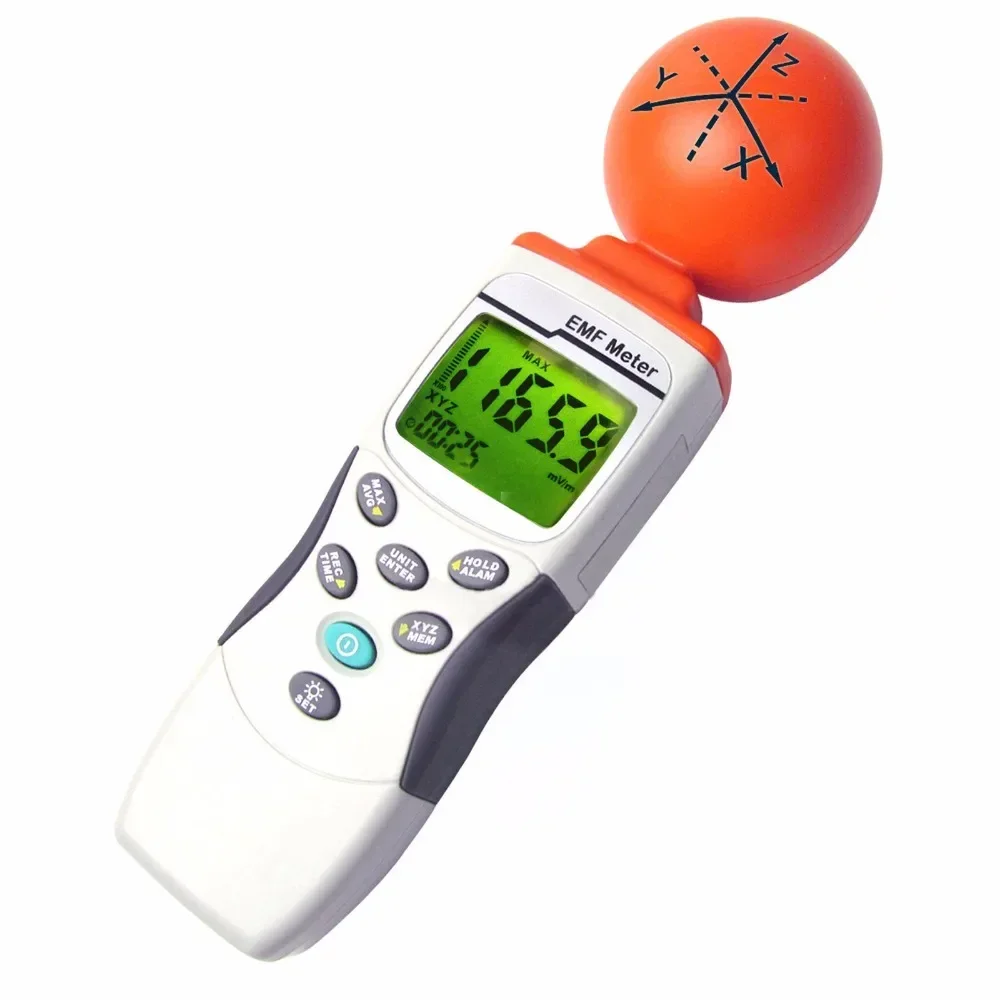3-axis EMF ELF RF Electromagnetic Wave Field Strength Radiation ElectroSmog Microwave Meter 38mV to 11V/m Range Taiwan Made