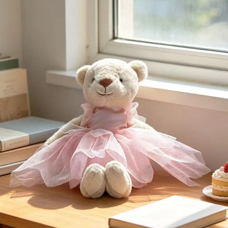 The Latest Ballet Skirt Rabbit and Bear doll Kawaii Stuffed Plush Toy Figurine cartoon Anime Cute Holiday Atmosphere Gift