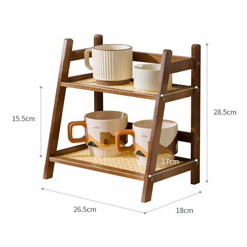 Wooden 2-Tier Storage Shelf Multipurpose Desktop Organizer for Makeup Stationery Office Supplies Compact Display Rack