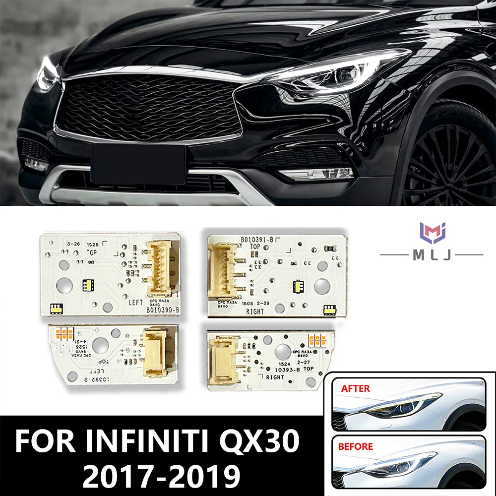 

White Daytime Running Light Led Boards B010391-B B010390-B For 2017-2019 Infiniti Q30 QX30 Angel Eyes DRL Turn Signal LED Chips