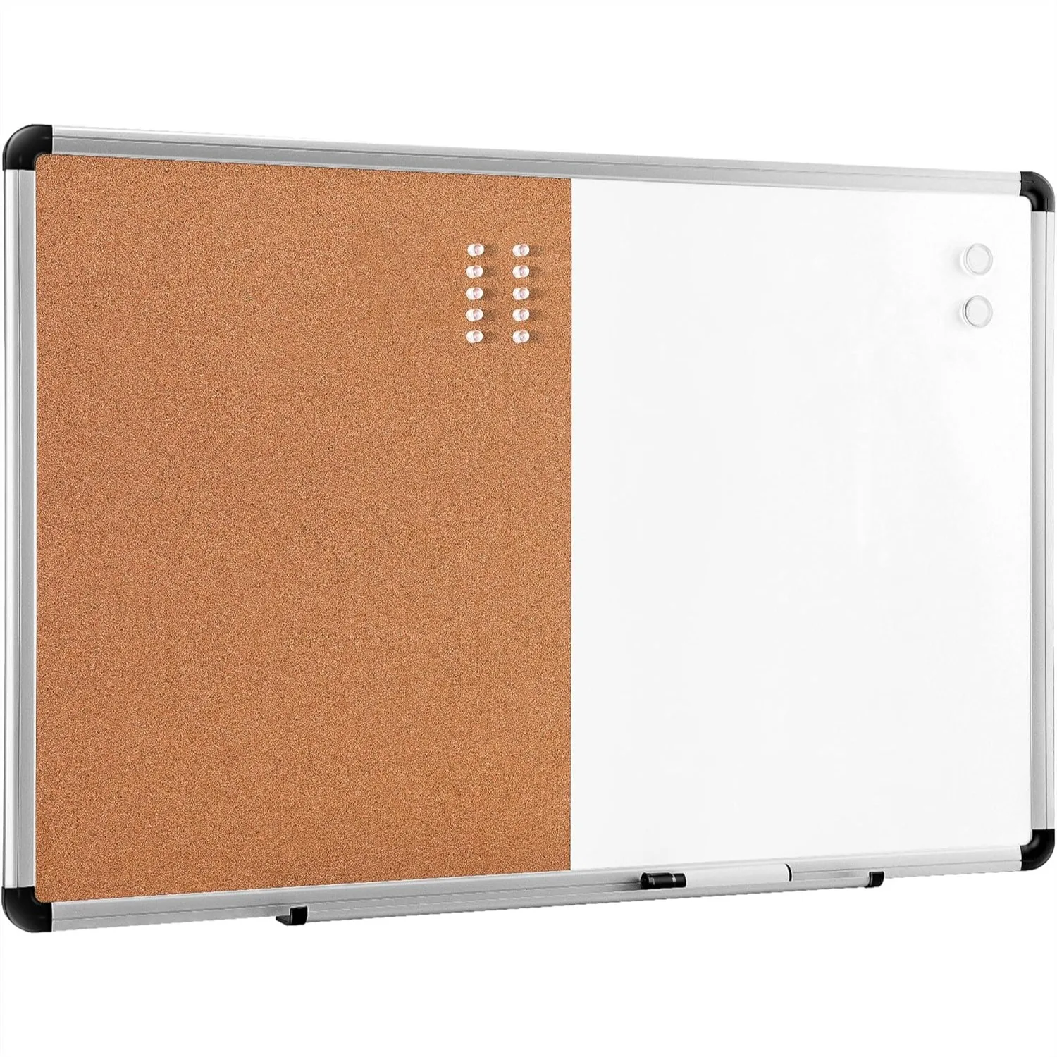

Magnetic Dry Erase Whiteboard & Cork Board Combo, 36" x 24", Wall Mounted for Home Office Classroom with Aluminum Frame