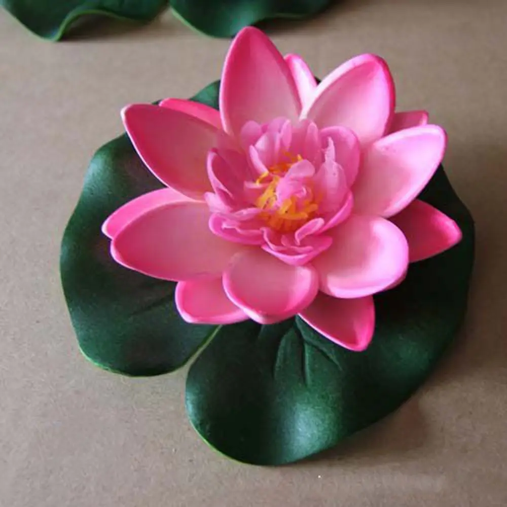 3Pcs Mixed Color Floating Lotus Artificial Flower Lifelike Water Lily Micro Landscape Lotu Leaf Pond Garden Fake Plants Decor