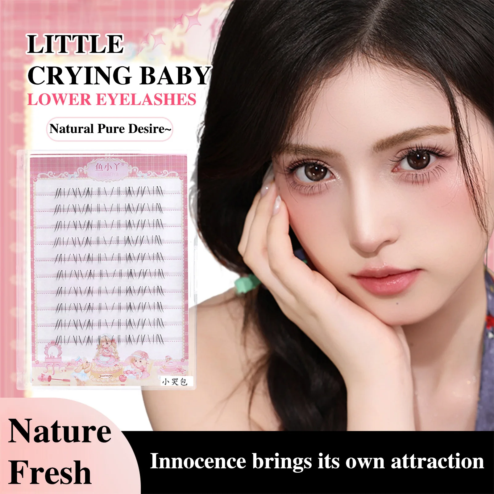 Estensioni a grappolo di ciglia inferiori naturali Ciglia finte Manga 4-6mm Lunghezza mista Nero C-Curl Ciglia quotidiane Trucco da salone fai da te