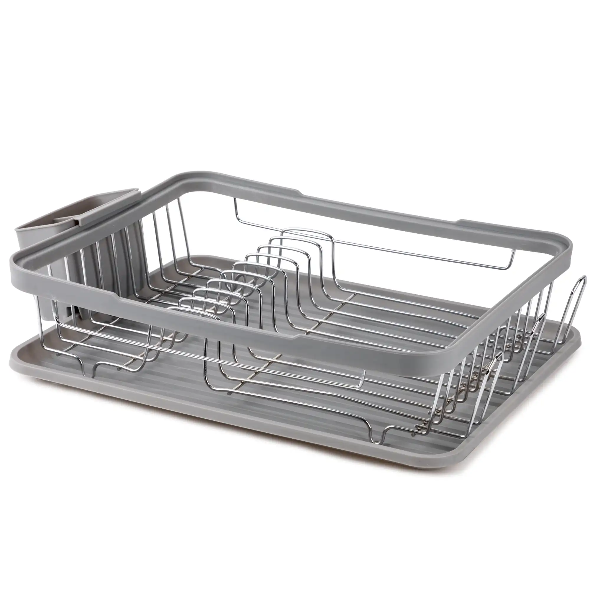 

Plastic Dish Rack with Cutlery Holder, Grey