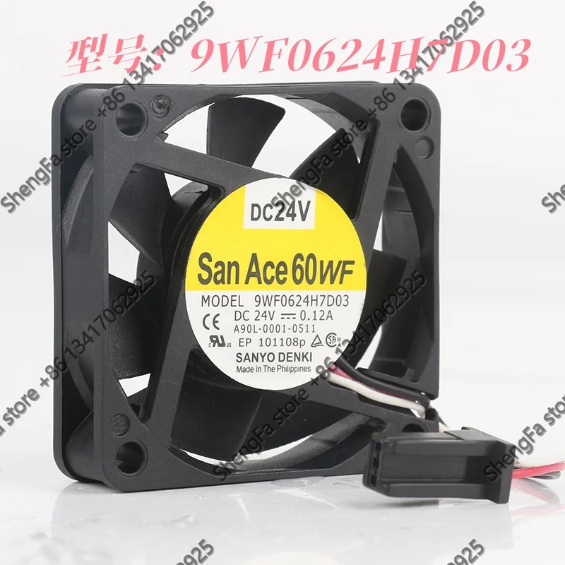 Sanyo 5V 12V 48V DC24V 0.12A AC EC 6015 60X60X15MM 6CM FANUC servo drive frequency converter three-wire 9WF0624H7D03 cooling fan