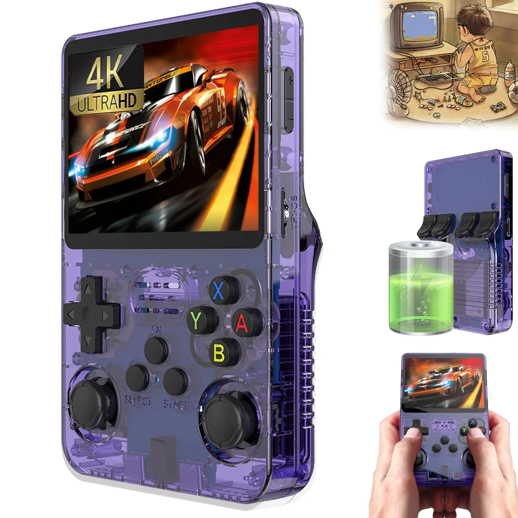 

R36S Open Source Handheld Game Console 3.5 Inch IPS Retro Video Game Player 15000 Games Linux System Support GBA MAME Kid Gift