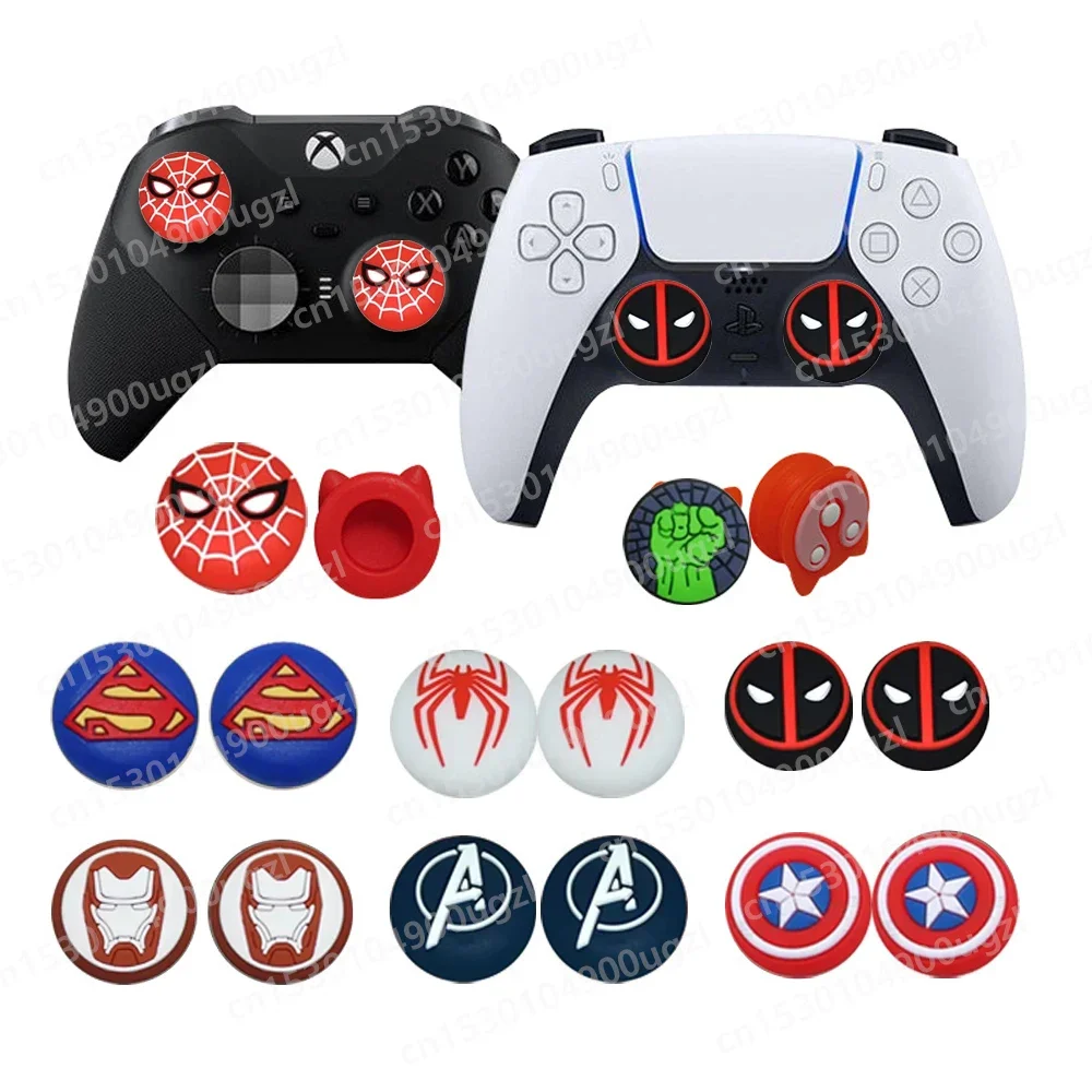 Anime Deadpools Series Thumb Grip Cap Cover for Playstation PS5 PS4 Xbox Cartoon Spidermans Game Joystick Thumbstick Controller