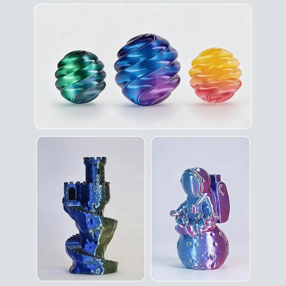 1.75mm Pla Filament Three-color Gradient Silk Pla Filament 1.75mm 1kg Spool Shiny Multicolor 3d Printer Material Diy Figurines