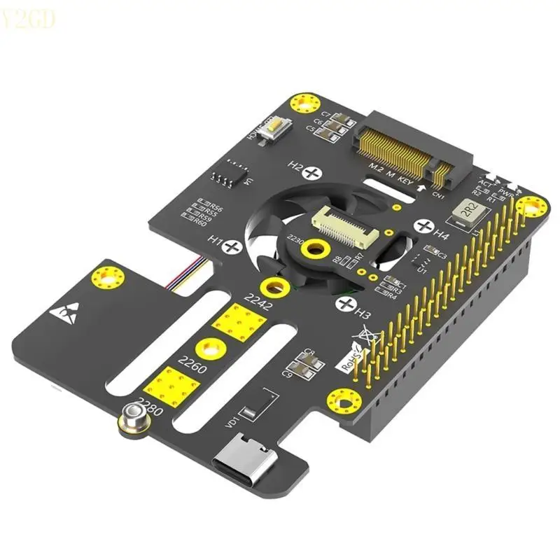 

Y2GD New version 3 in 1 Combo NVMe to PCIe Adapters with Coolers Fan and Automatic Discoloration LED for 5