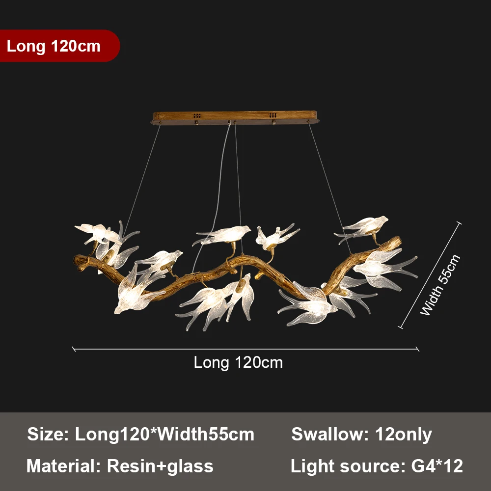 Glazen Vogel Kroonluchter Vintage Designer Tak hangende verlichtingsarmaturen Woonkamer Luxe Loft Eettafel art deco kroonluchter