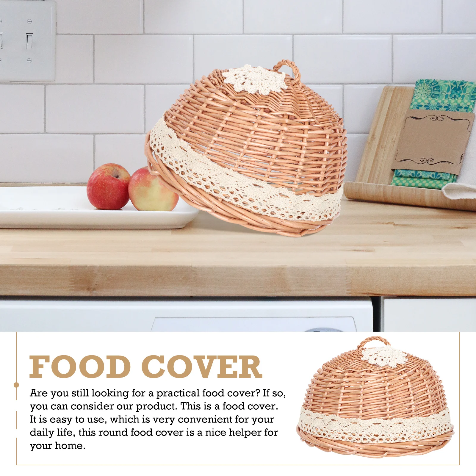 

Food Cover Dome Woven Design Dust Proof For Cake Bread Pizza Dessert Photo Prop Baked Goods Display Case Kitchen Bar Tool