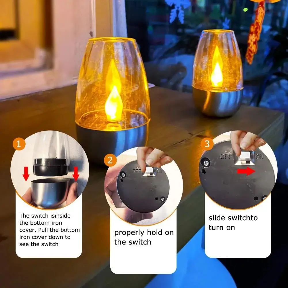 Bougies sans flamme à énergie solaire, veilleuse LED étanche pour l'extérieur, décoration de jardin, de fête de mariage, lampe d'ambiance de vacances