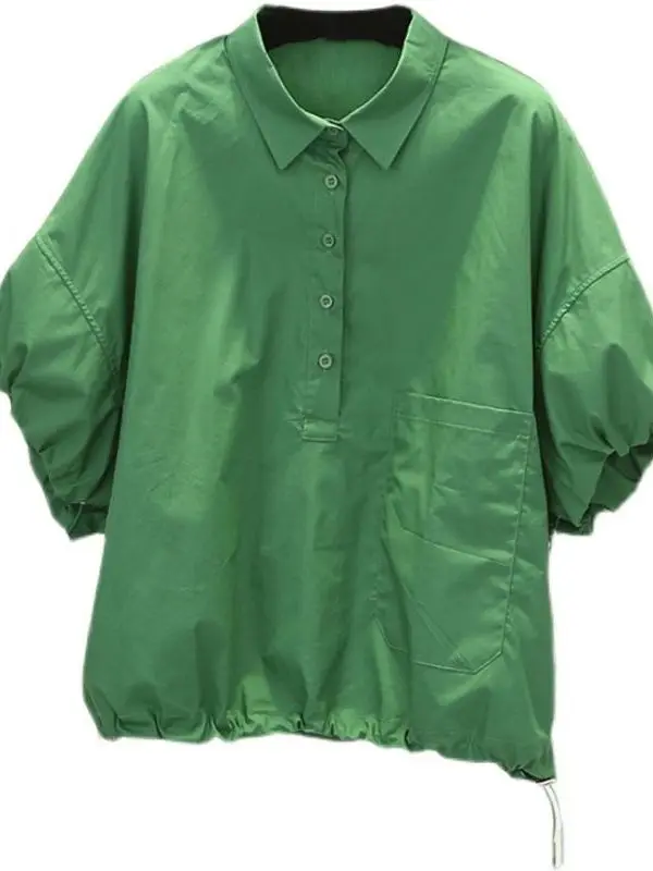 

Новая женская летняя рубашка в европейском стиле с пятью карманами, для повседневной носки, с коротким рукавом, воротником, из тонкой полипропиленовой ткани