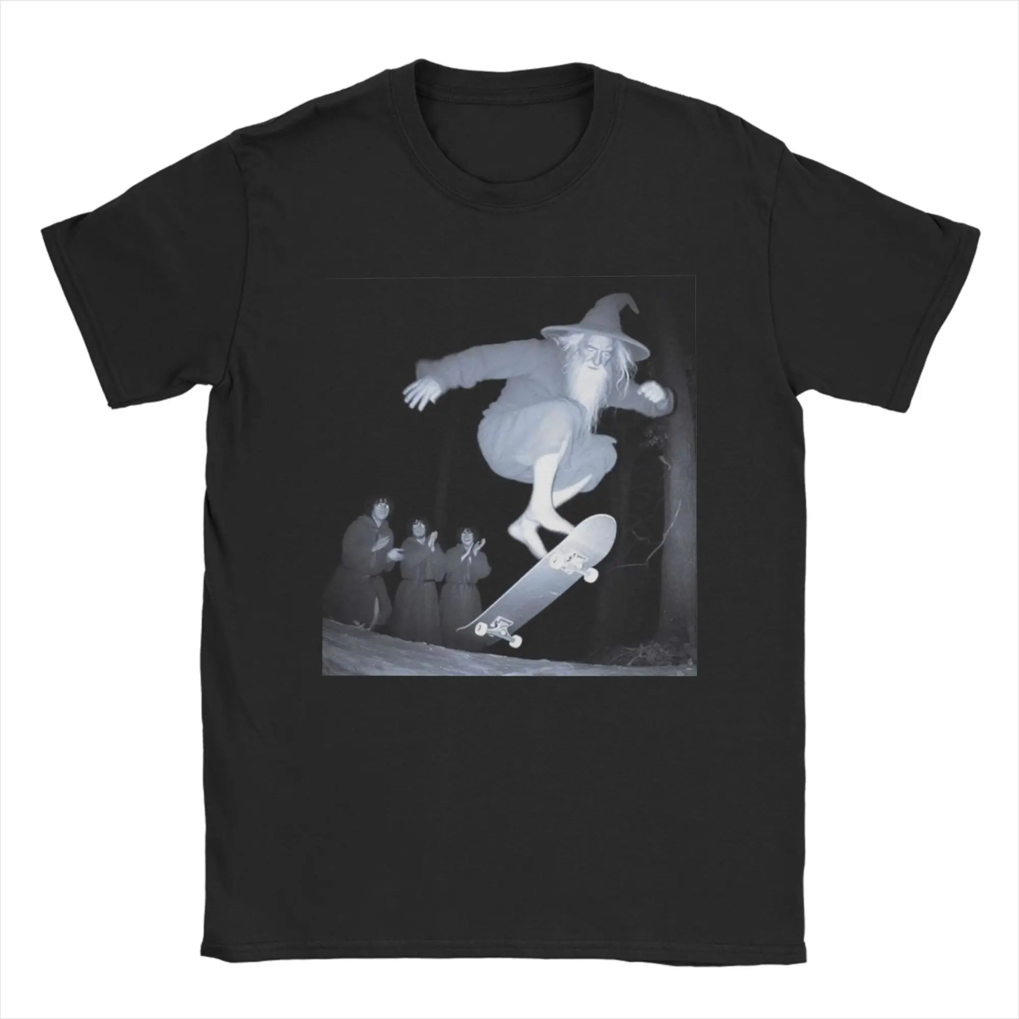 Camisetas de Gandalfs para hombre que hacen un Kickflip en un monopatín, ropa de algodón L-Lords Of The R-Rings, camisetas de cuello redondo, camiseta de verano