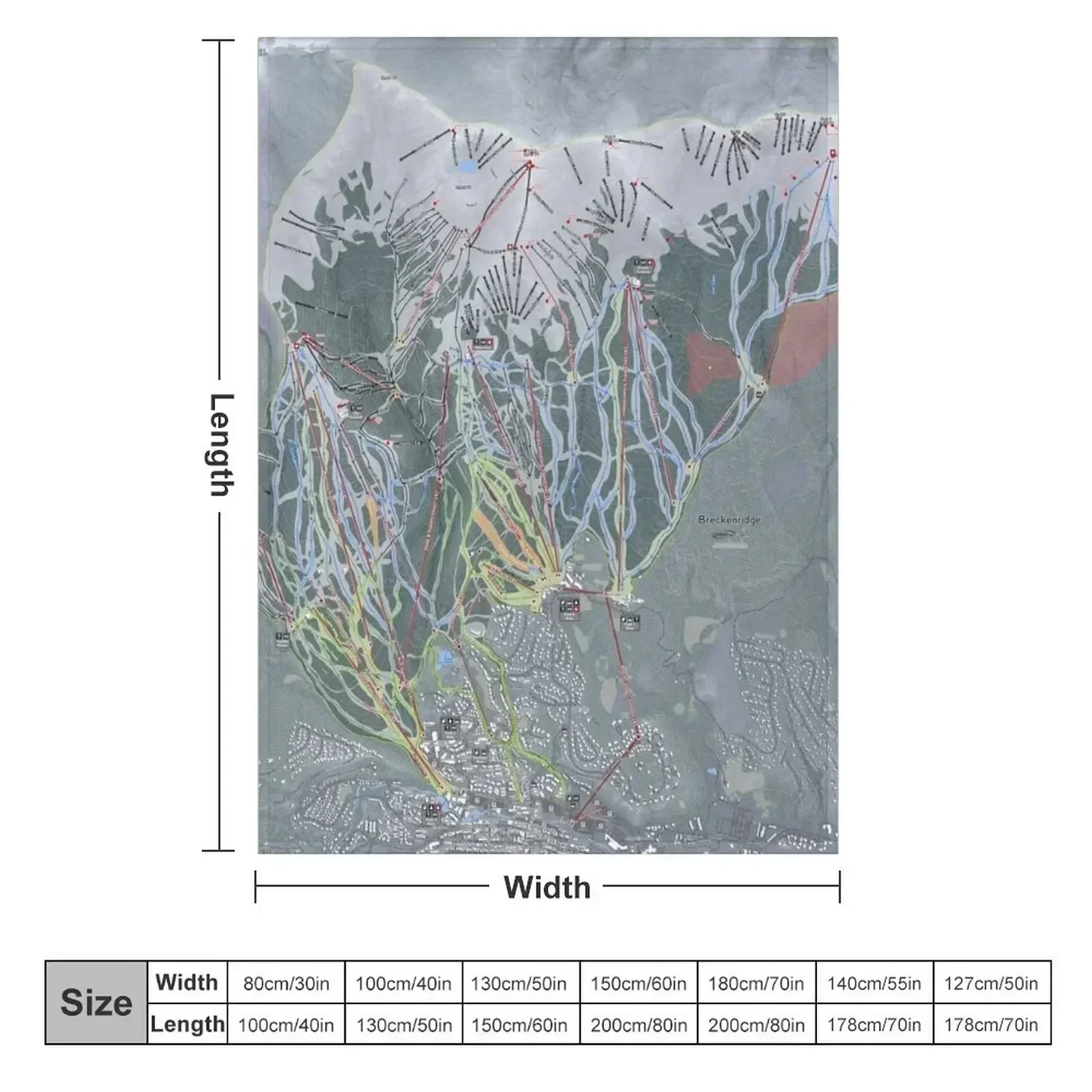 Breckenridge Resort Trail Map Throw Blanket Large Cute Shaggy Winter beds Stuffeds manga Blankets