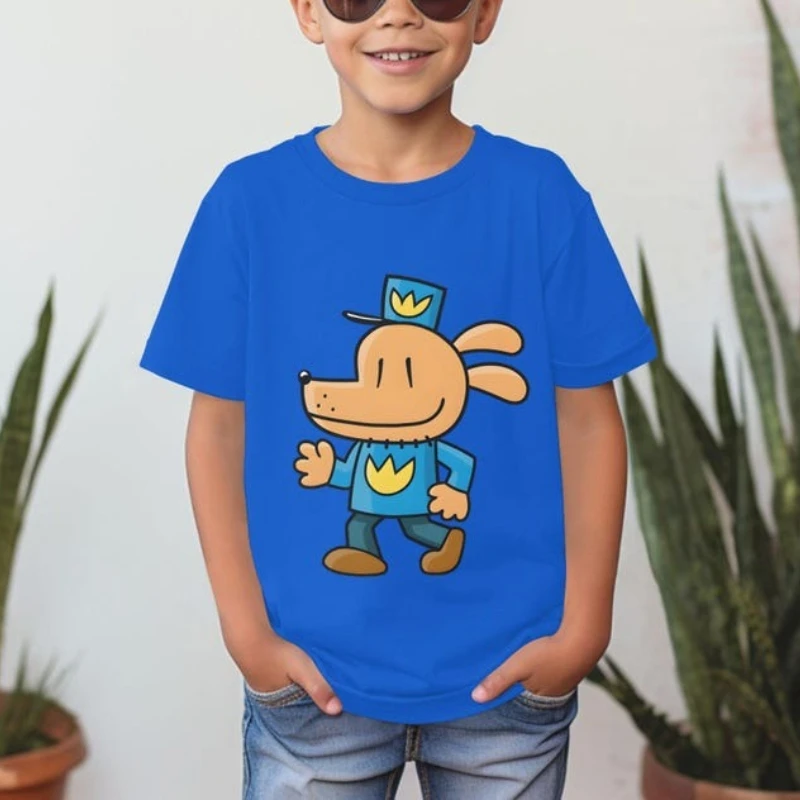 

Cute and Funny Dog Man Youth T-shirt Cartoon Short-sleeved Shirt Graphic Novel Girls and Boys Tee Birthday Gift Kids Clothes