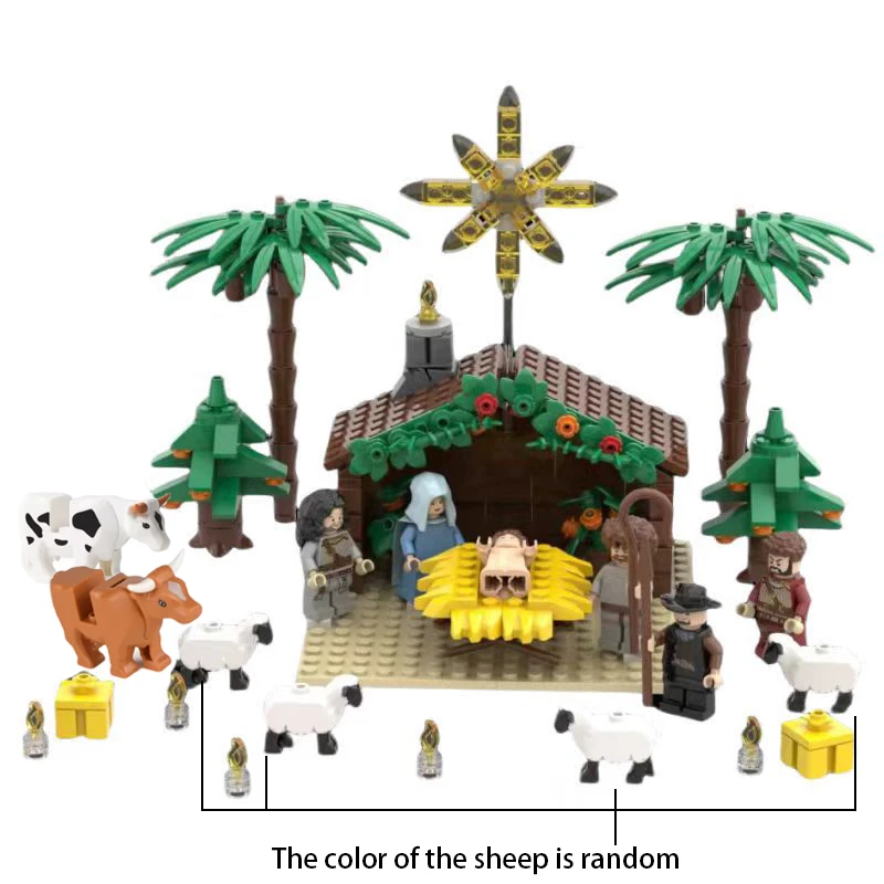 Kerststal MOC Bouwstenen Model Jezus Herder/Schapen Compatibel met LEGO Bricks Speelgoed Kerst Paasgeschenken