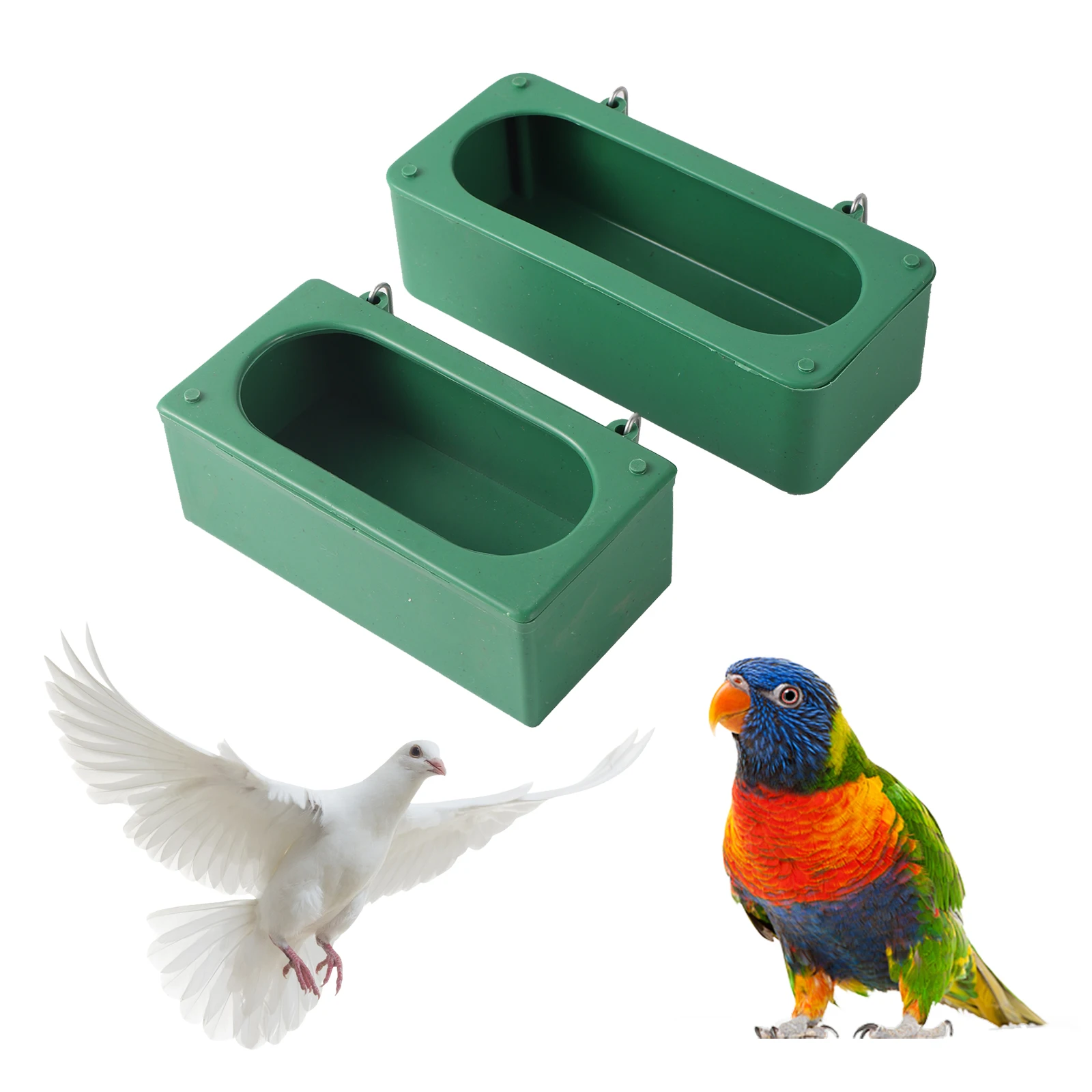 Pet Bird Hanging Feeder Bird Bowl Parrot Drinking Cup Food Splash Cup Pigeon Cage Feeder Safety Plastic M/L Bird Pet Food Bowl