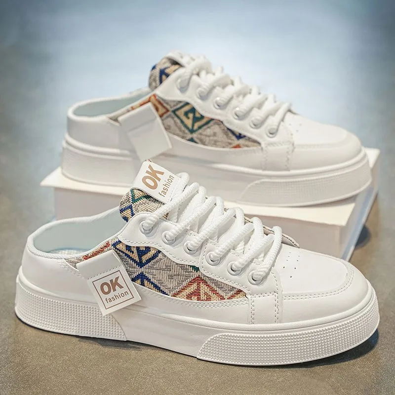 2026 Summer Men's Air-Cooled Slip-On Sneakers Platform Casual Athletic Shoes Non-Slip Backless Flat Sole