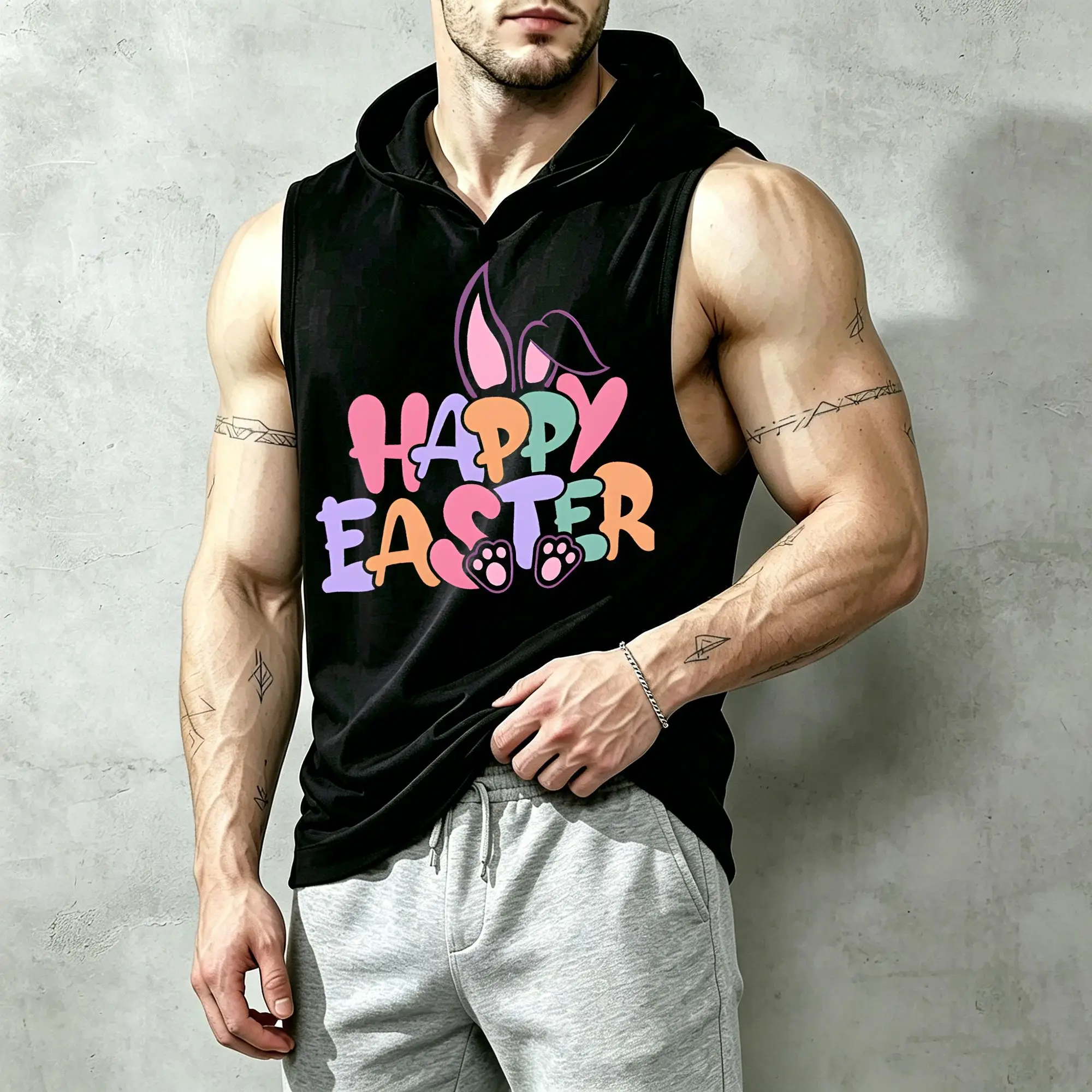 Men'S Fashion Easter - Modischer ärmelloser Kapuzenpullover für Herren mit