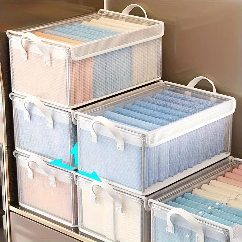 قطعة واحدة من صندوق تخزين الإطار الصلب الشفاف PVC، مقاوم للماء، سلة تخزين الملابس الداخلية، مناسبة للاستخدام المنزلي والمهجع