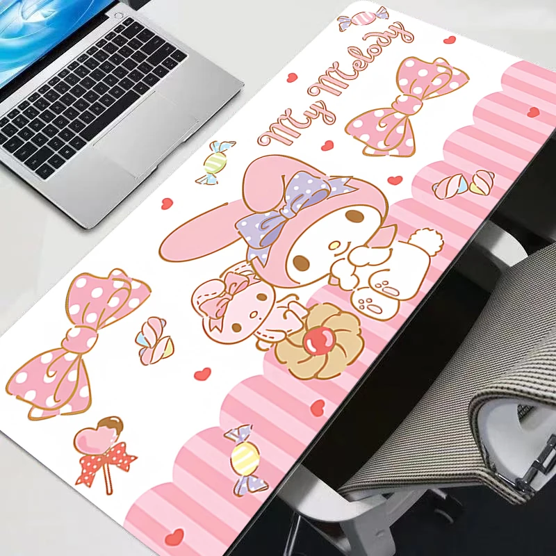 

Pink Mouse Pad big My Melody Kuromi Anime Gamer Gaming Accessories Speed Keyboard rug Rubber Lock Edge Desk Mat Laptop mousepad