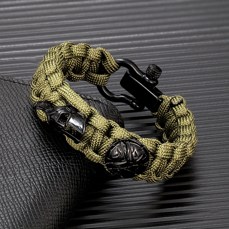 Norse Vikings Spartan Warrior Bracelet Men Adjustable Shackle Buckle Bracelets Camping Emergency Survive Paracord Accessories