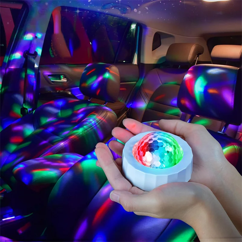 Bola de discoteca para coche, Mini bola de discoteca con batería recargable para música de coche, luces de discoteca multicolores activadas por sonido dentro de su coche