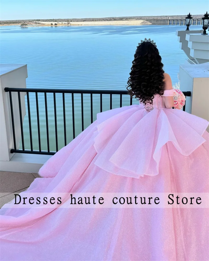 15歳の女性のためのエレガントなピンクのチュールドレス,ボールガウン,ビーズのフリル,レースのコルセット,2020