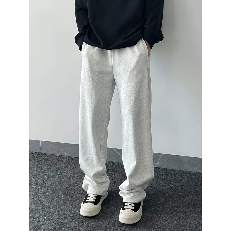 

White Gray American Style Hanging Sweatpants for Men in Summer Loose Pants Sports Straight Leg Pants