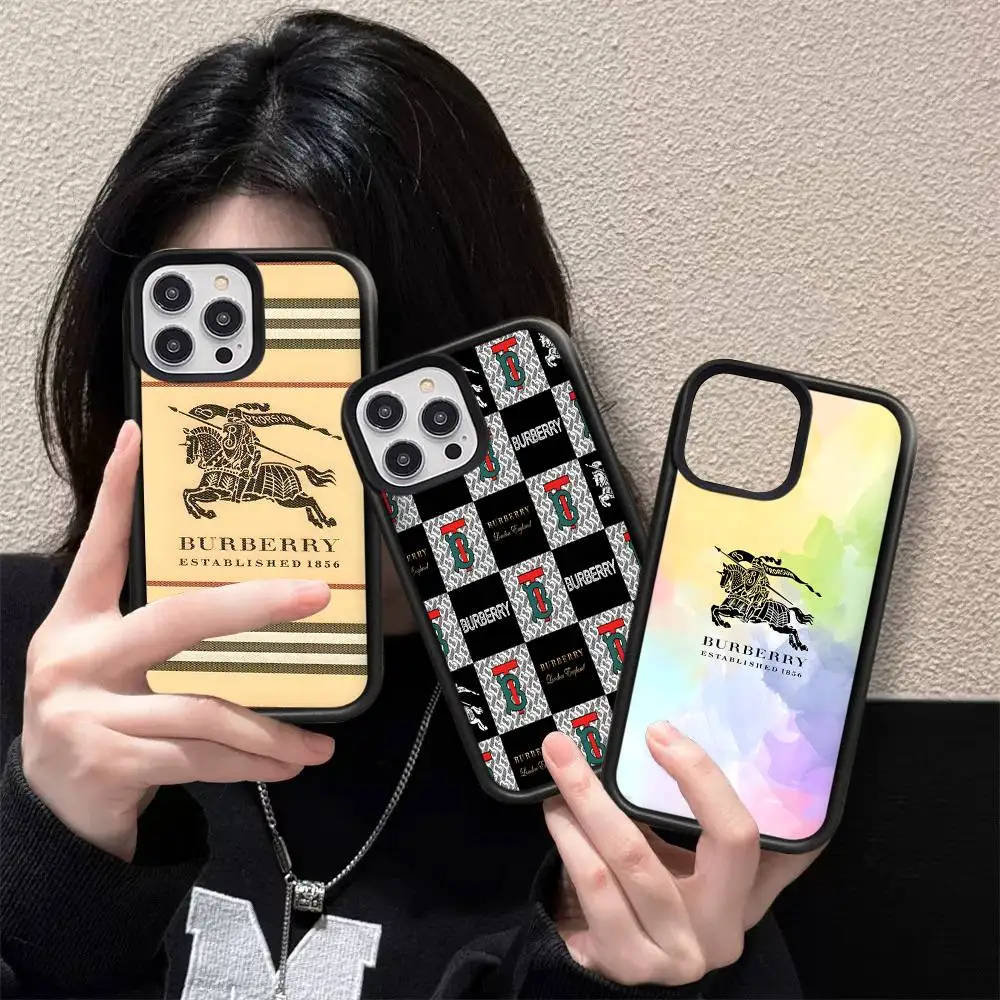 

Fun Luxury B-Burberry Shockproof Phone Case For iPhone 11 12 13 14 15 16 17 Pro Max Plus PC TPU Hard Cover