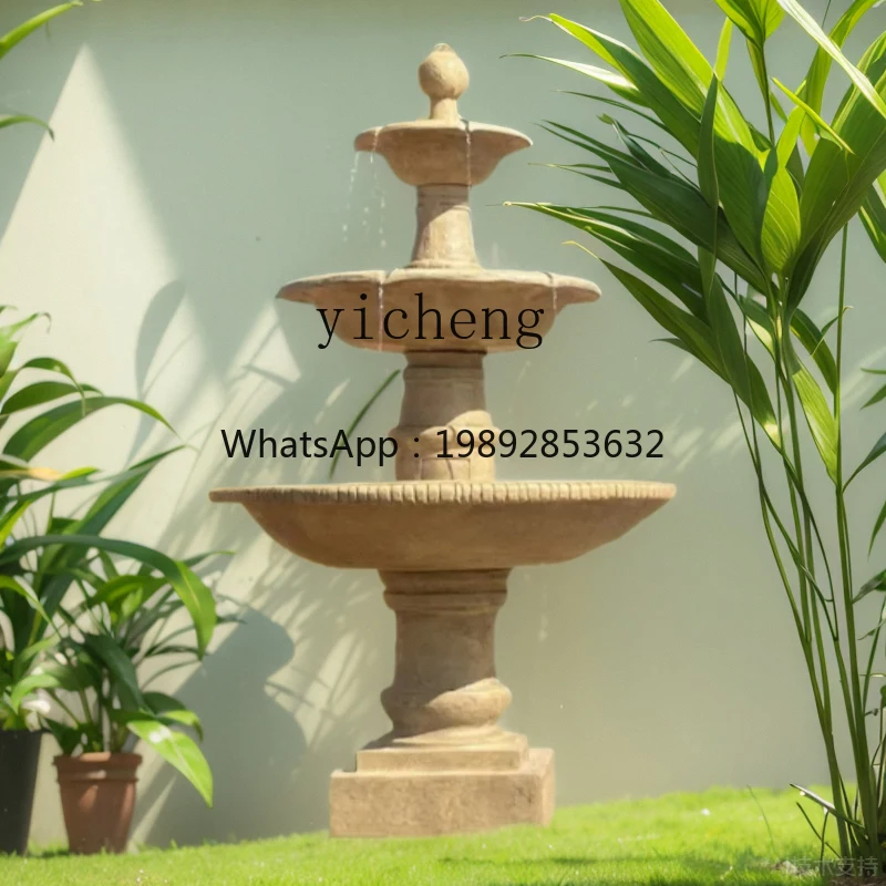 AA  large-scale flowing water ornament garden fish pond landscaping European style, solar wishing pond outdoor decoration