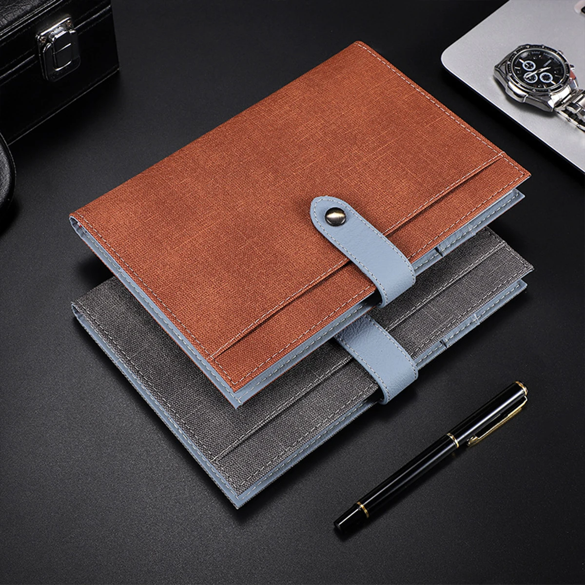 (Can Engrave Logo) A5 Thickened Cloth Student Subject Notebook, Buckle Office Notepad, Business Meeting Record Book, Diary