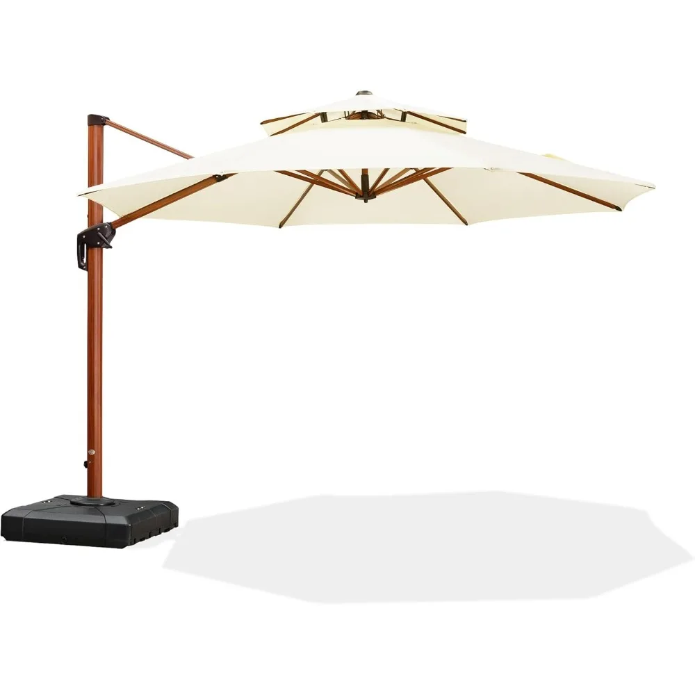 11ft Patio Umbrella Outdoor Round Umbrella Large Cantilever Umbrella Windproof Offset Umbrellas Heavy Duty Sun