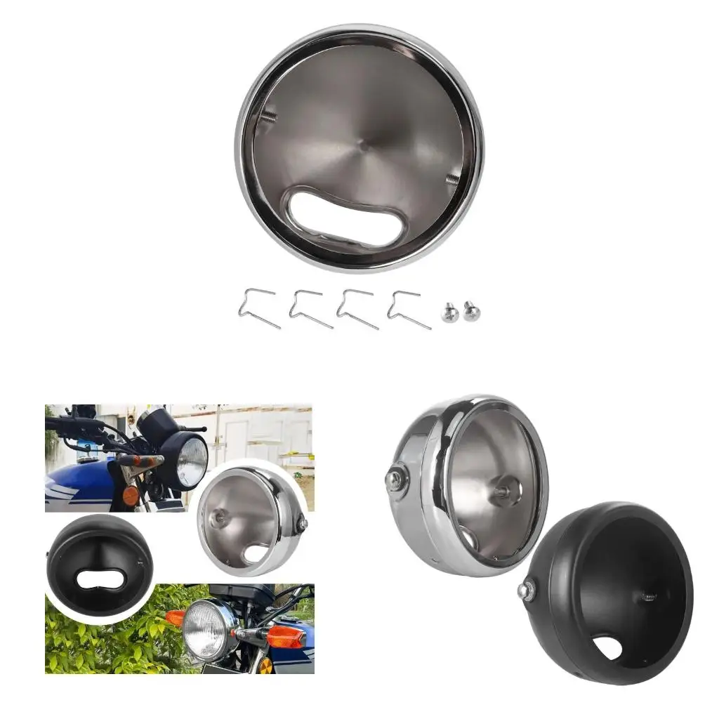  Motorcycle Retro Lamp Cover 5.75 Inch Diameter Aluminum Housing Direct Replacement Headlight Bezels Suitable for Bike