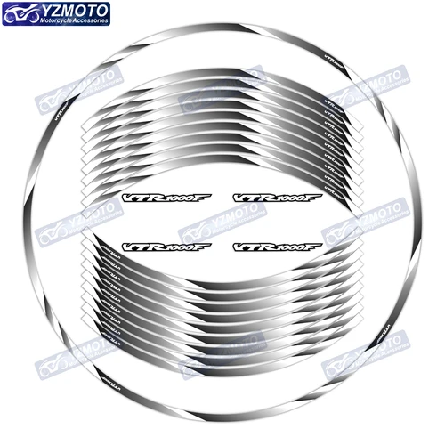 Imagen 2 del producto Para HONDA VTR1000F VTR 1000F motocicleta 17 pulgadas pegatina para cubo de rueda delantera y trasera pegatinas reflectantes impermeables para llanta