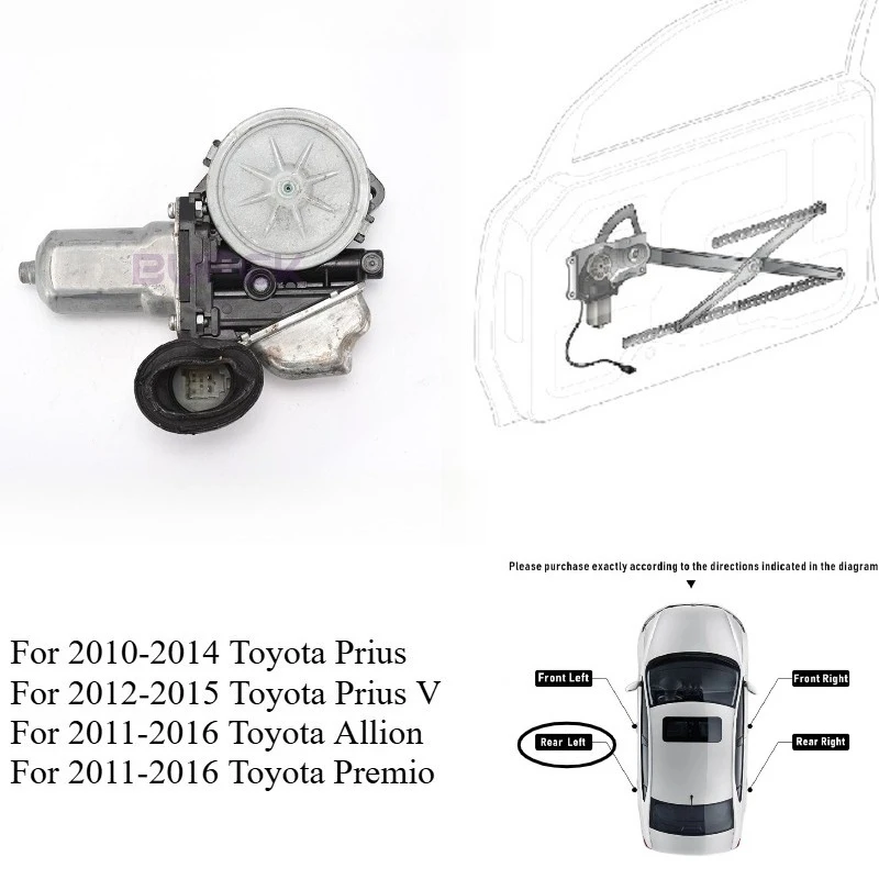 

BUPEK Rear Left Power Window Motor for Toyota Prius Prius V Allion Premio Electric Window Regulator High Quality Genuine Parts