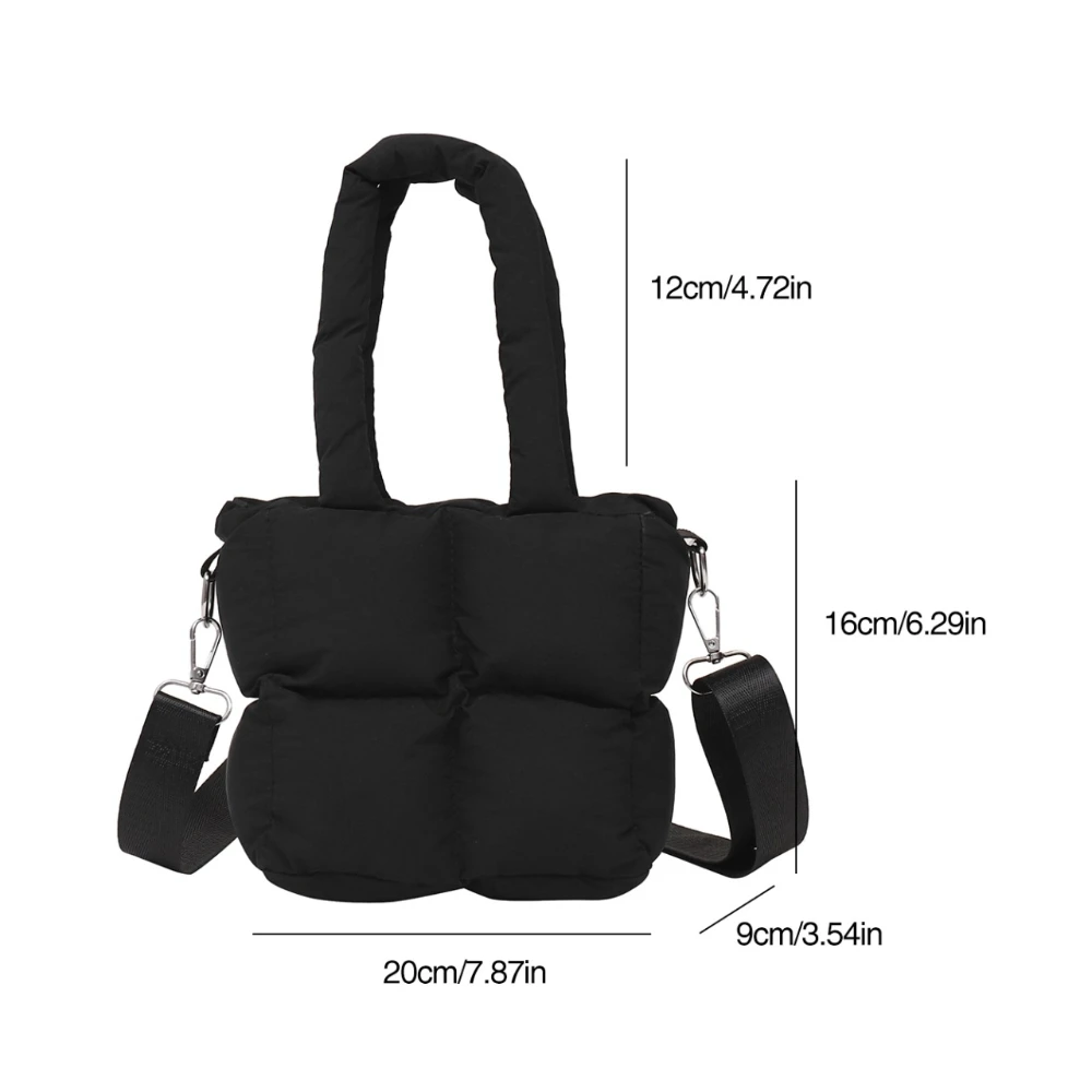 Women Mini Quilted Puffer Tote Bag, Fluffy Cloud Crossbody Bag with Top Handle, Adjustable Strap Casual Purse for Daily Outings
