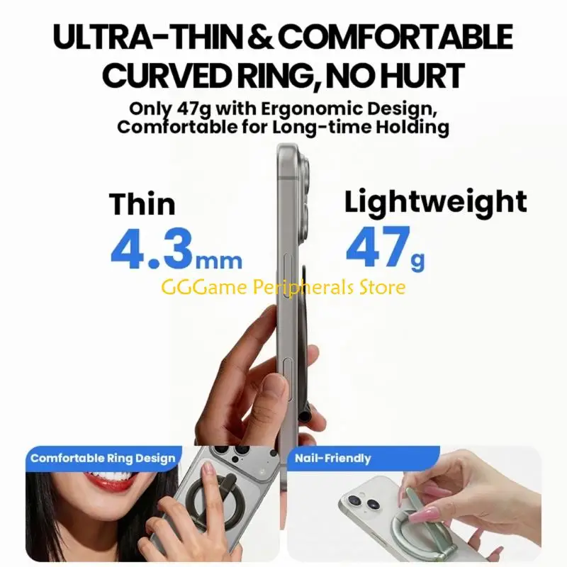 U55B 360 Rotating Phone Mount with Round Hoop Grip Foldable Design and Metal Construction Universal